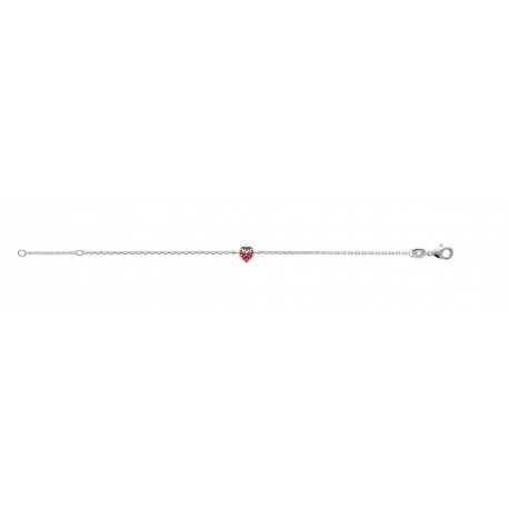 Bracelet enfant en argent fraise en émail pas cher obrillant-bijoux