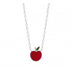 Collier enfant en argent pomme en émail pas cher obrillant-bijoux