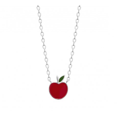 Collier enfant en argent pomme en émail pas cher obrillant-bijoux
