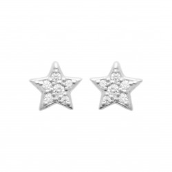 Boucles d'oreilles puces argent étoile pavé en zirconium blanc pas chère obrillant-bijoux