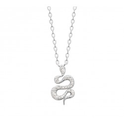 Collier Argent Rhodié serpent pavé Oxydes De Zirconium pas cher obrillant-bijoux