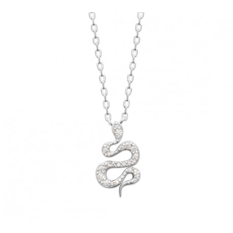 Collier Argent Rhodié serpent pavé Oxydes De Zirconium pas cher obrillant-bijoux