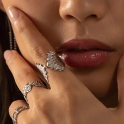 Bague large Bohm ajourée en acier rhodié inoxydable dentelle ajourée Obrillant-Bijoux