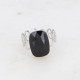 Bague réglable Bohm acier pierre rectangle en cristal noir pas chère Obrillant-Bijoux
