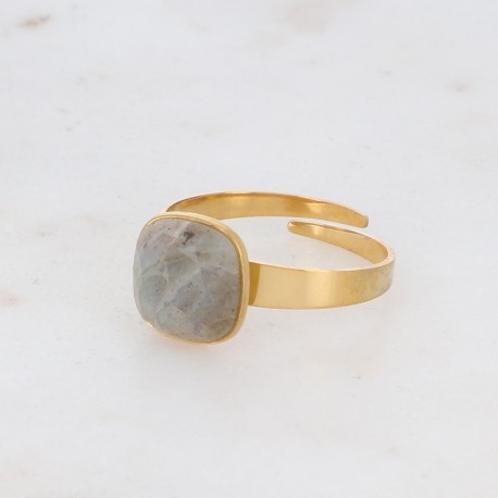 Bague Bohm réglable avec pierre à facettes en Labradorite pas chère Obrillant-Bijoux