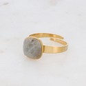 Bague Bohm réglable en acier avec pierre en Labradorite