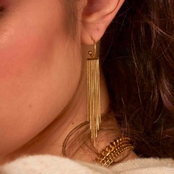 Boucles d'oreilles Bohm longues chaînes pendantes en acier doré Obrillant-Bijoux