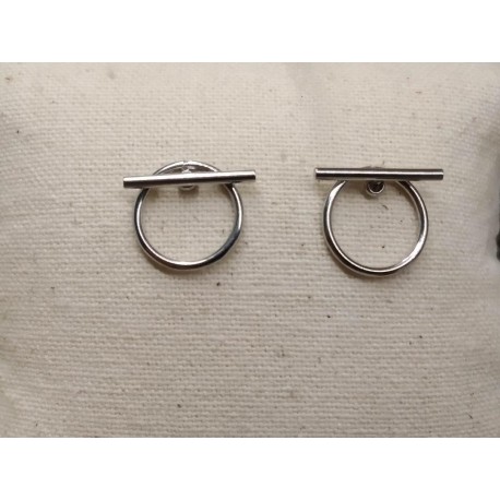 Boucles d'oreilles acier argenté inoxydable cercle et barre tige pas cher Obrillant-Bijoux