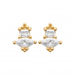 Boucles d'oreilles puces oxydes de zirconium plaqué or pas chère obrillant-bijoux