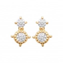 Boucles d'oreilles puces plaqué or oxydes de zirconium pas chère obrillant-bijoux