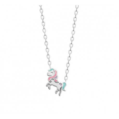 Collier enfant argent Licorne en émail pas cher obrillant-bijoux
