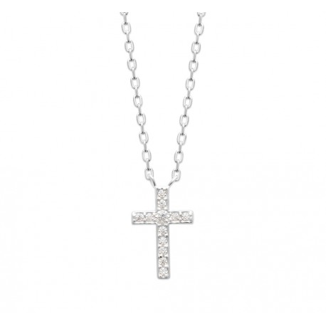 Collier Argent Rhodié croix pavé Oxydes De Zirconium pas cher obrillant-bijoux