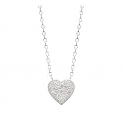 Collier Argent Rhodié coeur pavé Oxydes De Zirconium pas cher obrillant-bijoux