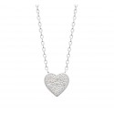 Collier pendentif coeur pavé zircons blanc en argent