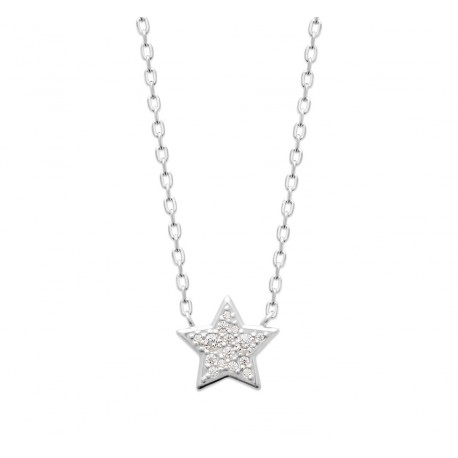 Collier Argent Rhodié étoile pavé Oxydes De Zirconium pas cher obrillant-bijoux