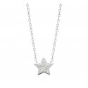 Collier Argent Rhodié pendentif étoile pavé en zircons blanc