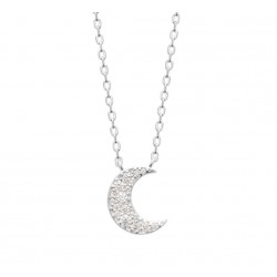 Collier Argent Rhodié lune pavé Oxydes De Zirconium pas cher obrillant-bijoux
