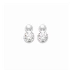 Clous d'oreilles puces argent pierre sertie clos zirconium blanc pas chère obrillant-bijoux