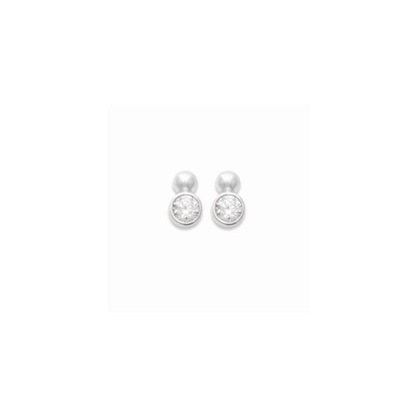 Clous d'oreilles puces argent pierre sertie clos zirconium blanc pas chère obrillant-bijoux