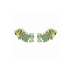 Boucles d'oreilles puces plaqué or pierres cristal vert pas chère obrillant-bijoux