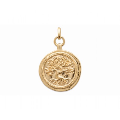 Pendentif arbre de vie médaille en plaqué or pas cher obrillant-bijoux
