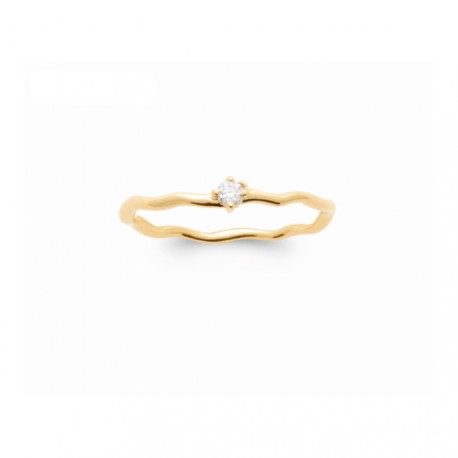 Bague solitaire fine plaqué or pierre en zirconium blanc pas chère Obrillant-bijoux