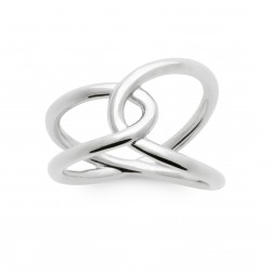Bague en argent 925/1000 rhodié anneau deux rangs entrelacés pas chère Obrillant-bijoux