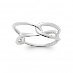 Bague en argent 925/1000 rhodié anneau deux rangs entrelacés pas chère Obrillant-bijoux
