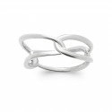 Bague en argent 925/000 rhodié anneau deux rangs entrelacés