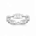 Bague argent 925/1000 rhodié maillons stylisés