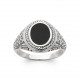 Bague homme en argent 925/1000 monture en relief avec pierre ronde en agate noire véritable pas chère Obrillant-Bijoux