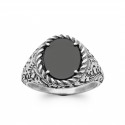 Bague homme en argent 925/000 pierre en Agate noire