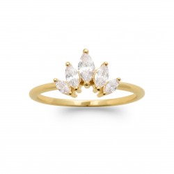 Bague plaqué or joaillerie pierres gouttes poires en zirconium pas chère obrillant-bijoux