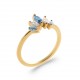 Bague plaqué or joaillerie pierres gouttes poires en cristal bleu pas chère obrillant-bijoux