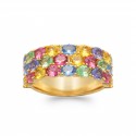 Bague plaqué or style joaillerie pierres zirconium multicolore