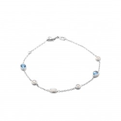 Bracelet argent rhodié pierre de lune zirconium cristal bleu pas cher Obrillant-Bijoux