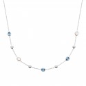 Collier argent rhodié pierre de lune zirconium cristal bleu