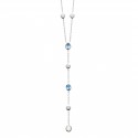Collier Y argent rhodié pierre de lune zirconium cristal bleu