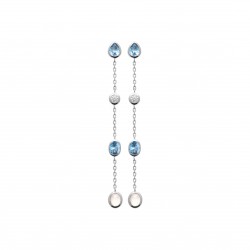 Boucles d'oreilles longues argent pierre de lune et cristal bleu pas chère obrillant-bijoux