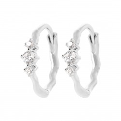 Mini créoles argent pierres en zirconium blanc pas chère obrillant-bijoux