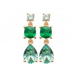 Boucles d'oreilles plaqué or pierre goutte poire zirconium cristal vert pas chère obrillant-bijoux
