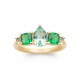 Bague plaqué or joaillerie pierres gouttes poires en zirconium et cristal vert pas chère obrillant-bijoux