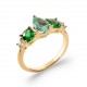 Bague plaqué or joaillerie pierres gouttes poires en zirconium et cristal vert pas chère obrillant-bijoux