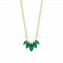 Collier en plaqué or pierres gouttes en cristal vert