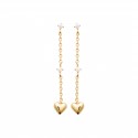 Boucles d'oreilles pendantes coeur en plaqué or et zirconium