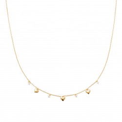 Collier pampilles coeurs et zirconium plaqué or St Valentin pas cher obrillant-bijoux