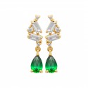 Boucles d'oreilles plaqué or joaillerie pierres goutte en cristal vert