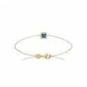 Bracelet plaqué or pierre carré en cristal bleu et zirconium
