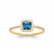 Bague doré plaqué or pierre en cristal bleu et zirconium pas chère Obrillant-bijoux