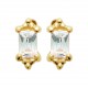 Clous d'oreilles puces plaqué or pierres rectangles zirconium blanc pas chère obrillant-bijoux